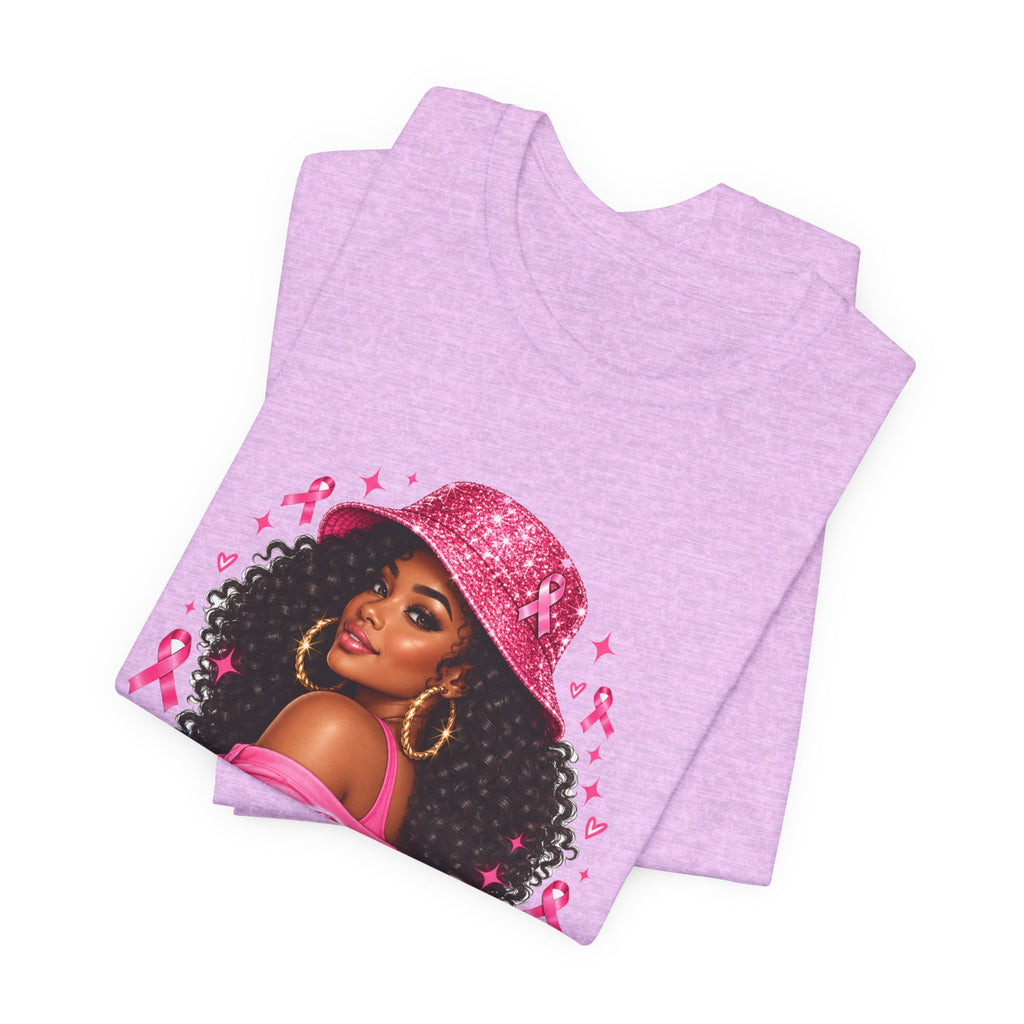 In October We Wear Pink Tee – Glam Pink Ribbon Breast Cancer Awareness Shirt