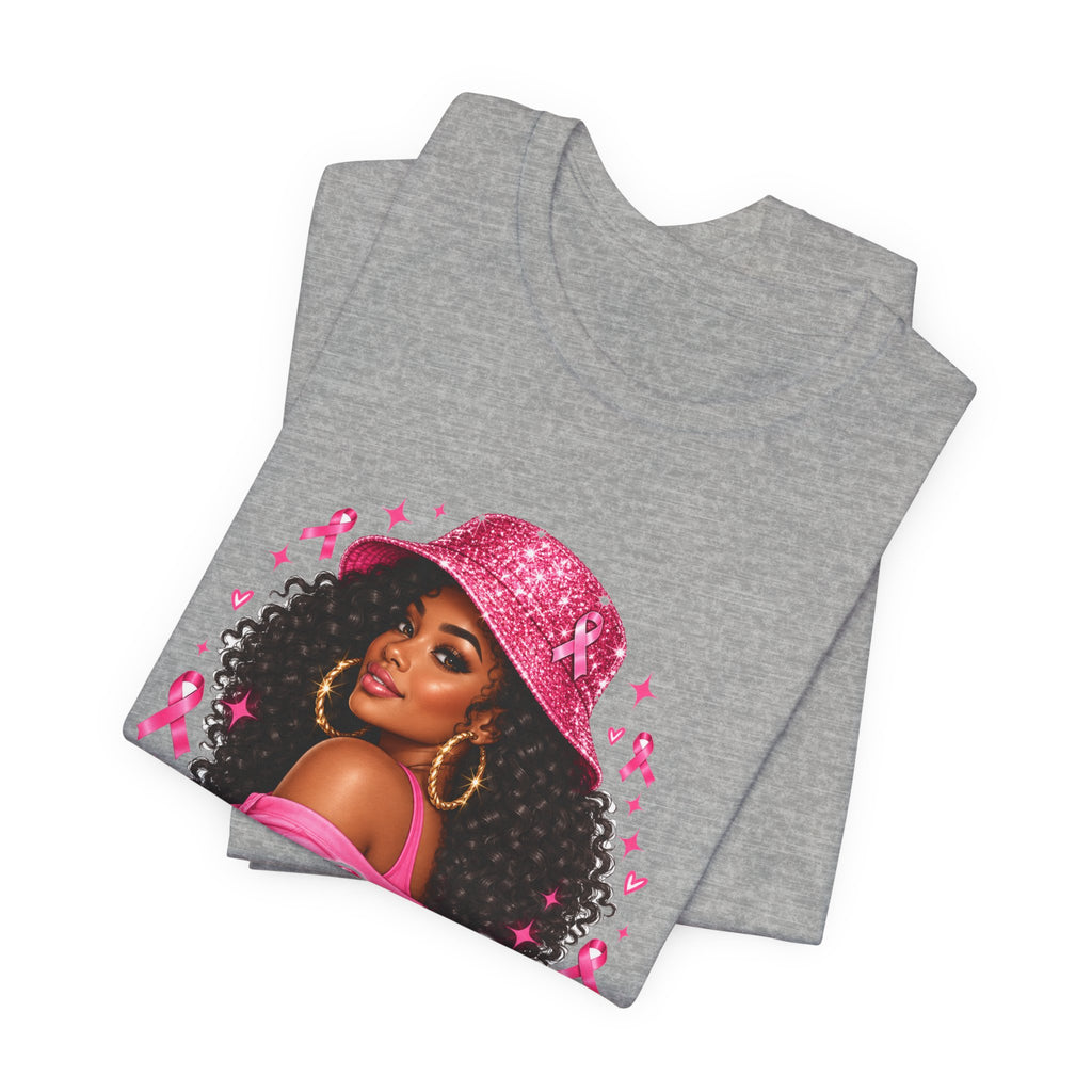 In October We Wear Pink Tee – Glam Pink Ribbon Breast Cancer Awareness Shirt
