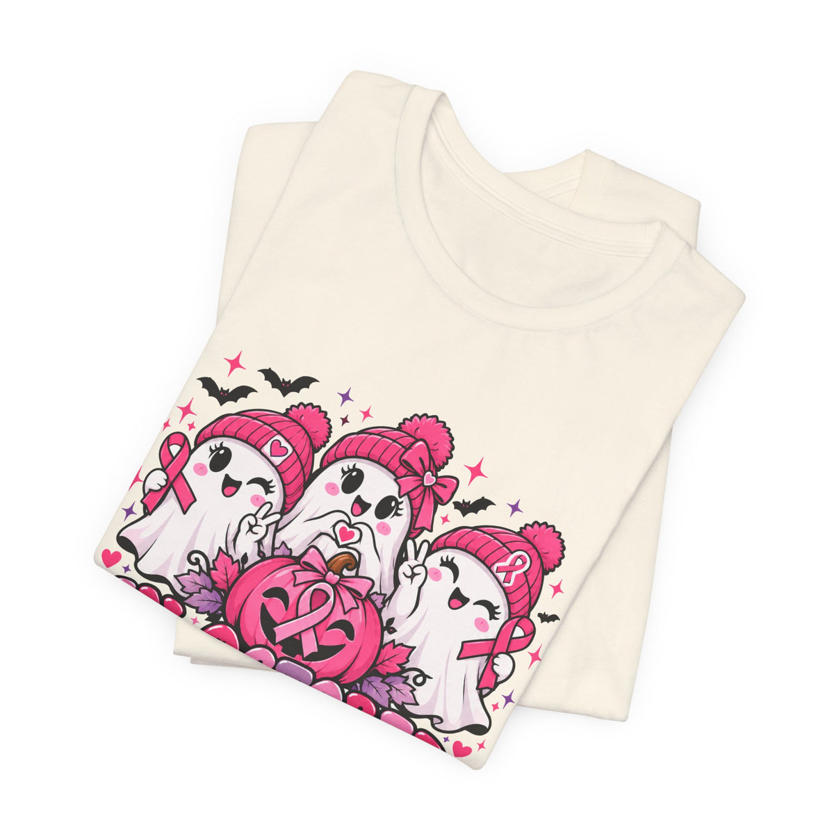 In October We Wear Pink Ghosts Tee – Cute Breast Cancer Awareness Halloween Shirt