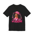 In October We Wear Pink Tee – Glam Pink Ribbon Breast Cancer Awareness Shirt