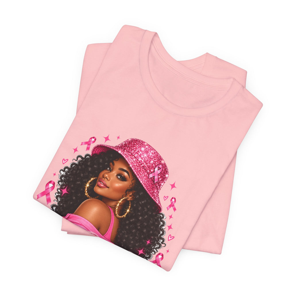 In October We Wear Pink Tee – Glam Pink Ribbon Breast Cancer Awareness Shirt