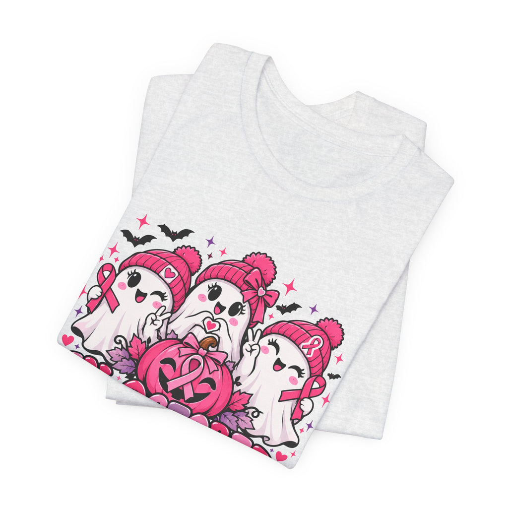 In October We Wear Pink Ghosts Tee – Cute Breast Cancer Awareness Halloween Shirt