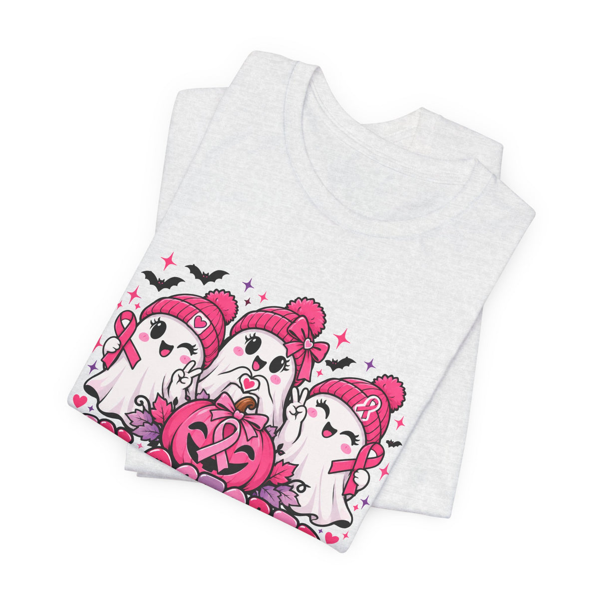 In October We Wear Pink Ghosts Tee – Cute Breast Cancer Awareness Halloween Shirt