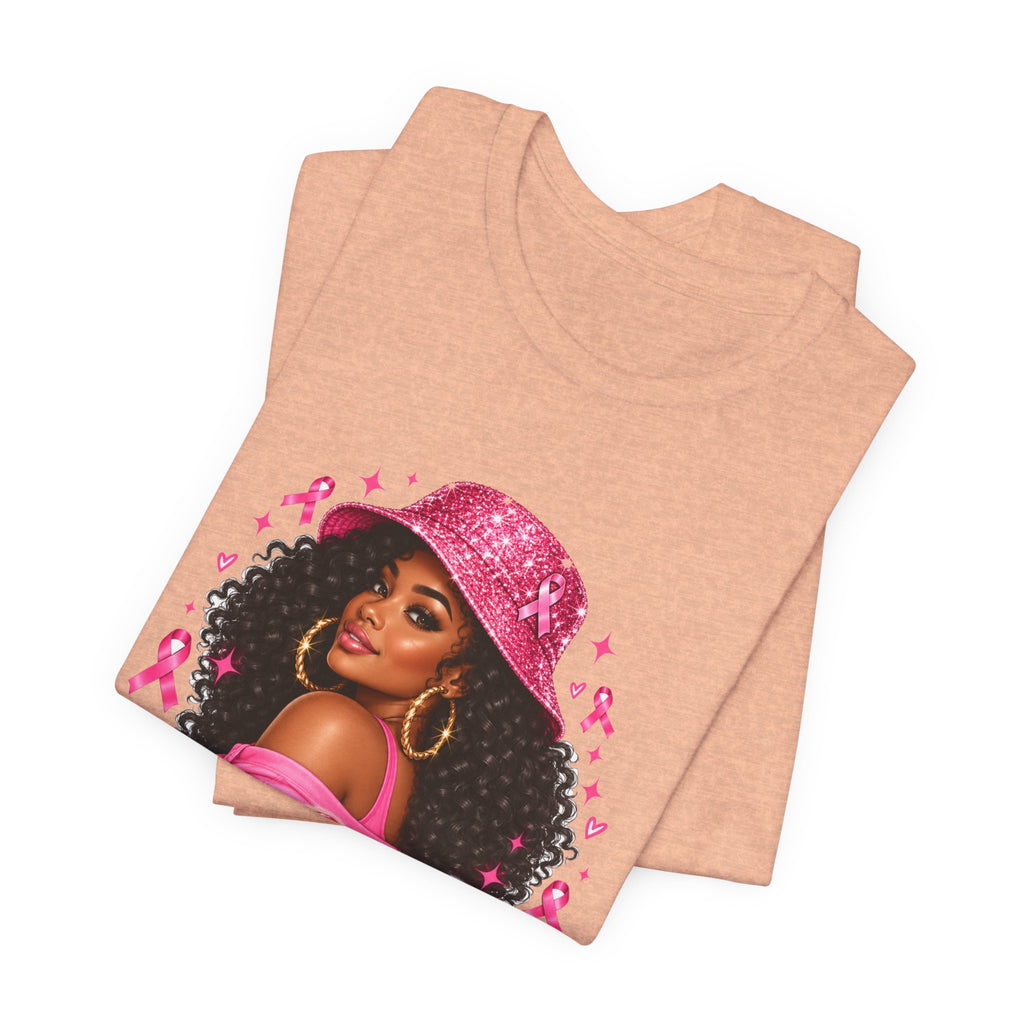 In October We Wear Pink Tee – Glam Pink Ribbon Breast Cancer Awareness Shirt