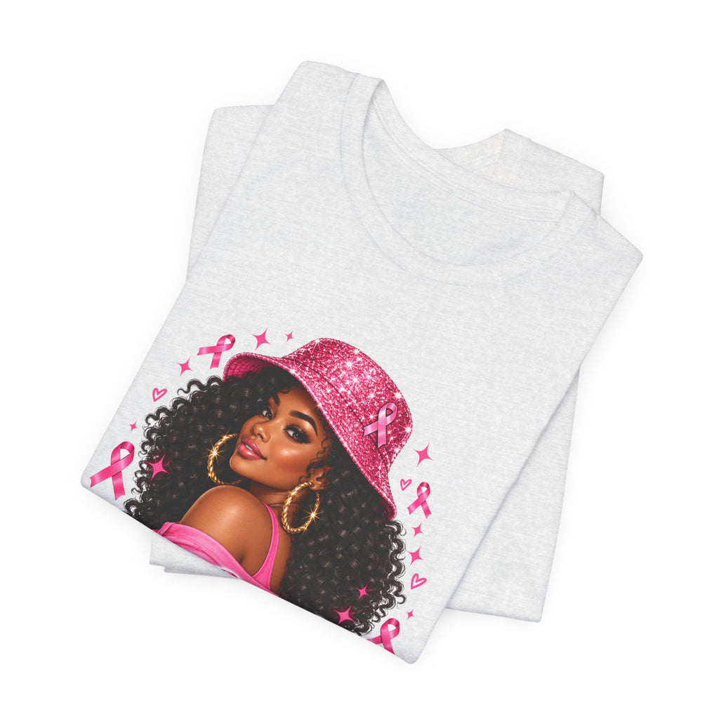 In October We Wear Pink Tee – Glam Pink Ribbon Breast Cancer Awareness Shirt