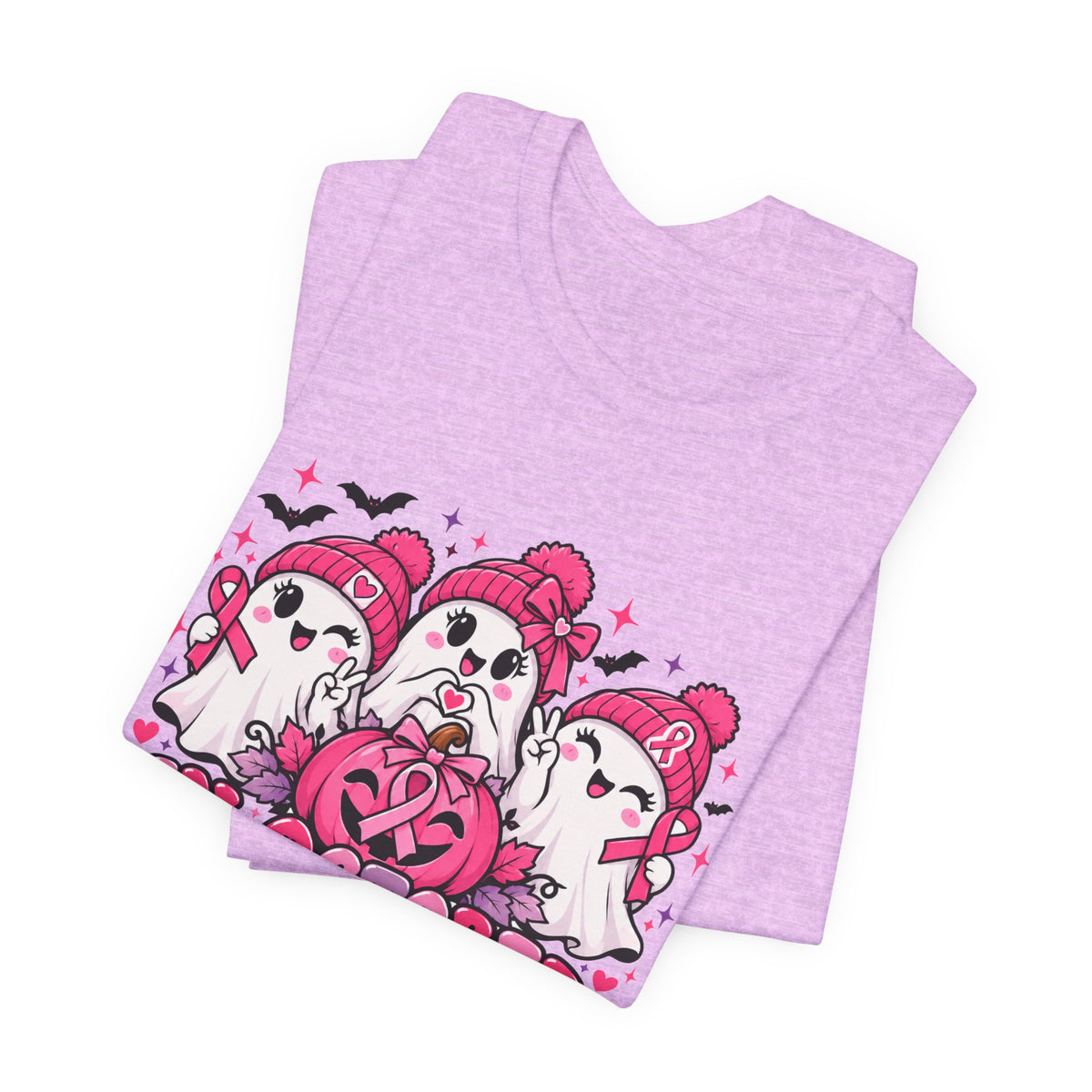 In October We Wear Pink Ghosts Tee – Cute Breast Cancer Awareness Halloween Shirt