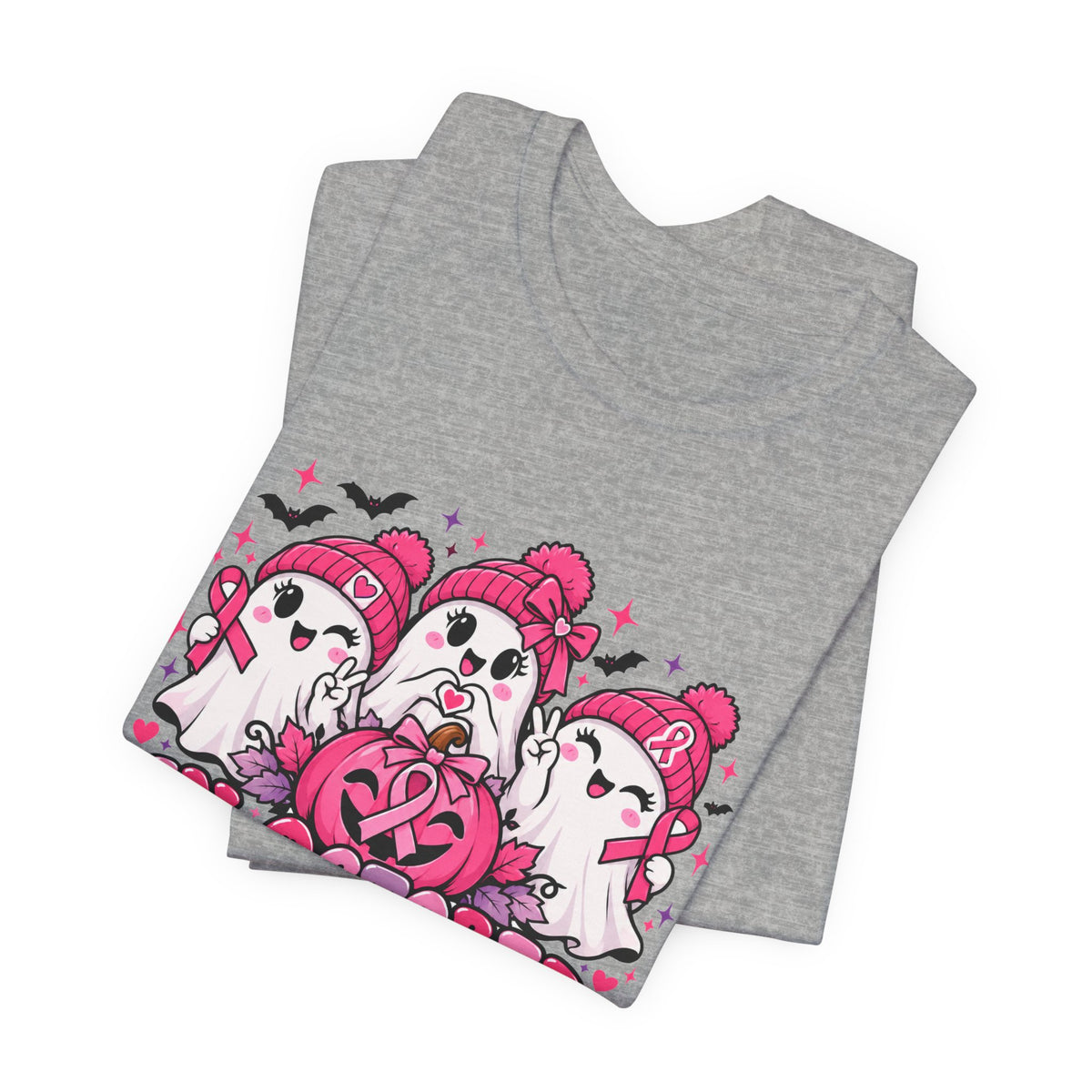 In October We Wear Pink Ghosts Tee – Cute Breast Cancer Awareness Halloween Shirt