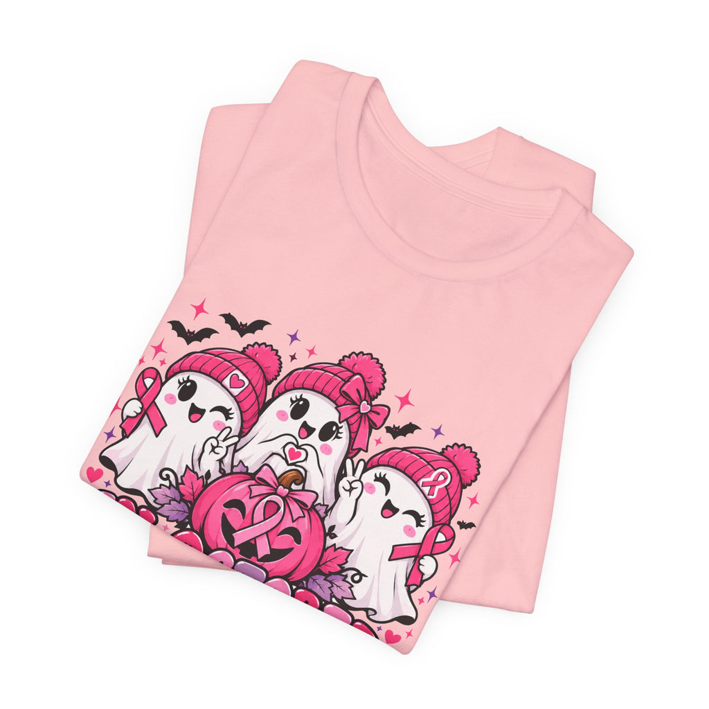 In October We Wear Pink Ghosts Tee – Cute Breast Cancer Awareness Halloween Shirt