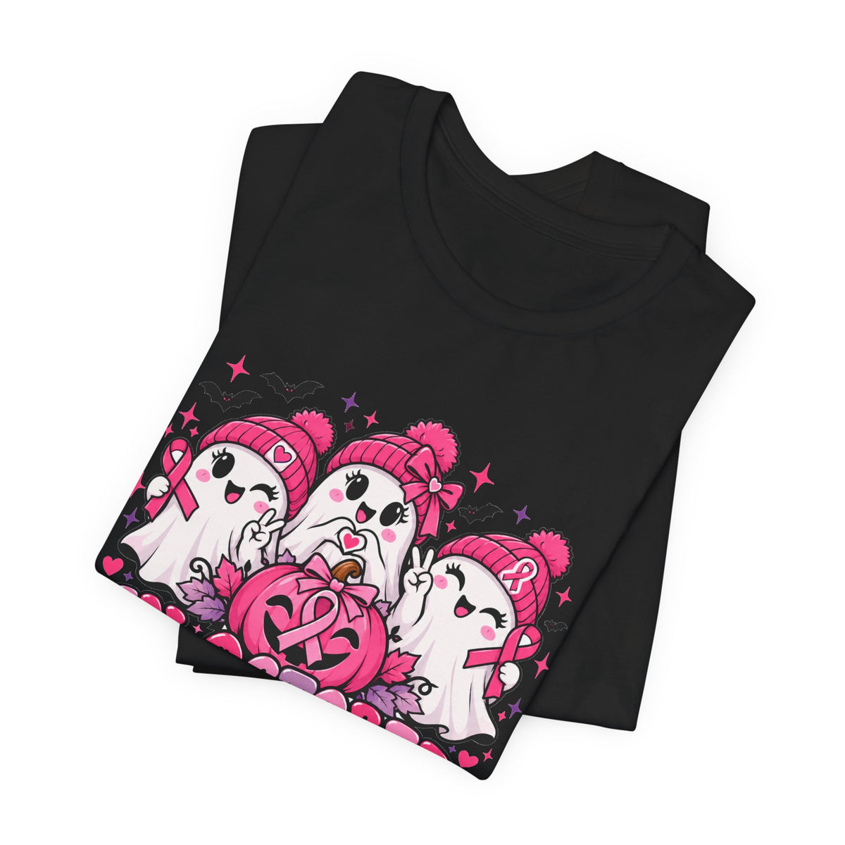 In October We Wear Pink Ghosts Tee – Cute Breast Cancer Awareness Halloween Shirt